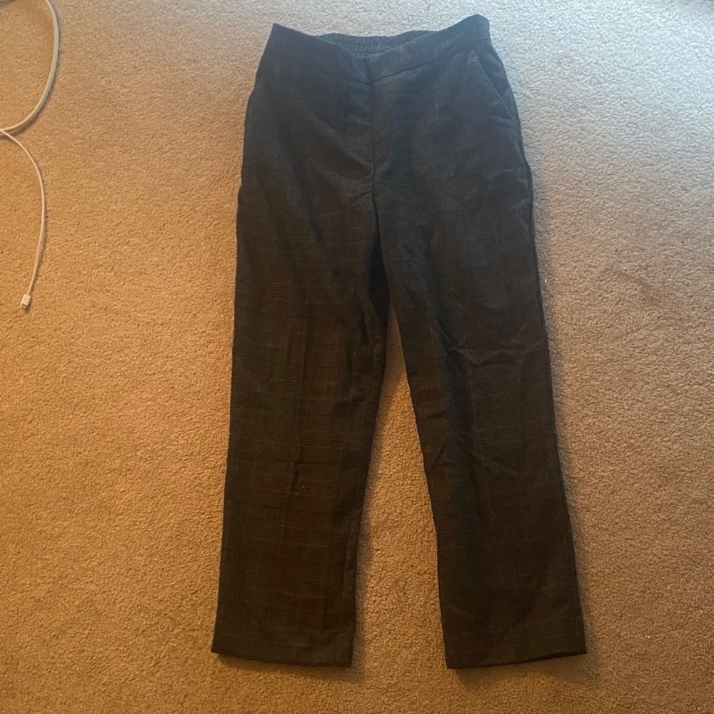 Zara Basic Dark Gray Plaid Trousers